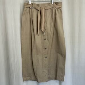 Vintage Elisabeth  Liz Claiborne Button‎ Front Belted Midi Skirt Women's Size 14